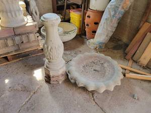 lot 411 image: Cement Birdbath - 2-Pieces