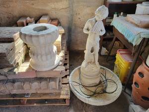 lot 412 image: Cement Fountain with Boy Playing Pan Pipes