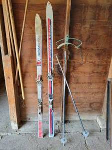 lot 417 image: (2) Pair of Downhill Skis - ROSSIGNOL SM Competition (66) and ROSSIGNOL Strat (71) and (1) Set of ROSSIGNOL 52 Poles