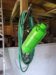 lot 427 image: Garden Hose and Glimour 3000P 3-Gallon Pressure Sprayer