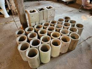 lot 437 image: (26) Concrete Garden Cylinders (6 ID x 12 Tall) and (9) Blocks (8 x 8 x 8)