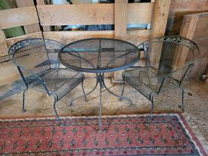 lot 444 image: Steel Patio Table and (2) Steel Patio Chairs