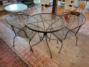 lot 445 image: Steel Patio Table and (2) Steel Patio Chairs
