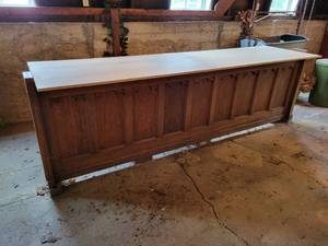 lot 450 image: Church Bar - Bar Made out of a Church Pew Front with 34 Birch Plywood Top - Start to an Awesome Bar