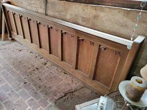 lot 456 image: Beautiful Wood Church Pew Front - (Same as on the Bar in Lot 450)