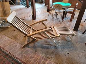 lot 457 image: Solid Wood Lounge Chair with Brass Hardware