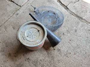 lot 479 image: Old Pal Galvanized Minnow Bucket, Fish Basket and Funnel