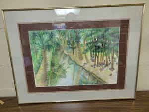 lot 191 image: Watercolor Tropical Scene by Mrs. Judy Hoppe
