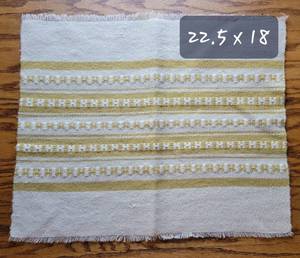 lot 40 image: Antique Swedish Woven Flax Mat  Cream & Mustard