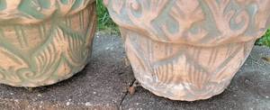 lot 92 image: Charming Matched Verdigris Garden Pots