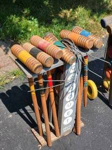 lot 70A image: Pairing of Two Full Antique Croquet Yard Games