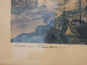 lot 69 image: SIGNED Fine Art Nautical Print - River in Flanders