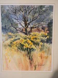 lot 77 image: SIGNED Gorgeous Fine Art Watercolor Print by Helen Brainerd - Spring Field
