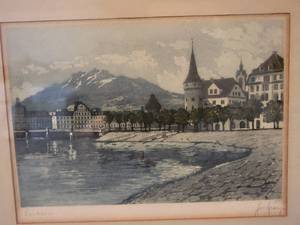 lot 70 image: SIGNED Stunning Vintage Fine Art Print - Luzern
