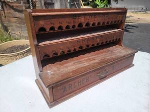 lot 66 image: Awesome Antique Archer Needles Sewing Thread Dispenser