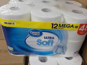 lot 216 image: 12 Roll Pack Great Value Mega Rolls...