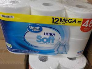 lot 220 image: 12 Roll Pack Great Value Mega Rolls...