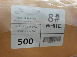 lot 250 image: 500 #8 White Shopping Bags 12 x 6...