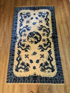 lot 3 image: Old Chinese Imperial Dragon Hand Knotted Rug from China