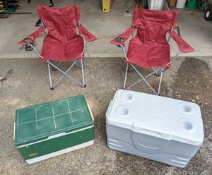lot 50 image: Two Coolers And Two Camping Chairs