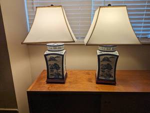 lot 102 image: Pair Of Lamps With Chinese Motif