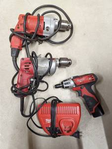lot 214 image: Three Milwaukee Drills