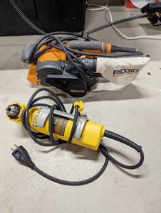 lot 213 image: DeWalt Angle Drill And Ridgid Belt Sander