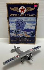 lot 9 image: Vintage  Ertl ( Wings Of Texaco ) TEXACOS FIRST PLANE  1927 Ford Tri-Motored Monoplane Die-Cast Bank  #7 In Series&nbsp