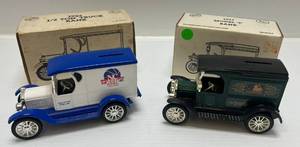 lot 49 image: Two  Ertl Collectibles Die- Cast Metal Banks 1 1992 (NCBT College) 1923 12 Ton Truck 1 1917 Model T (Limited Edition MLB 125th Anniversary)