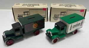 lot 53 image: Two 1990 Ertl Collectibles Die- Cast Metal Banks With Liquor Advertisement 1 ( Walnut Brewery )1931 Hawkeye Motor Truck 1 ( Heineken ) 1931 Hawkeye Motor Truck