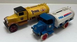 lot 57 image: Two  Ertl Collectibles Die- Cast Metal Banks (No Boxes)  With Gasoline Advertisement 1 ( Tydol Flying A ) Tanker Truck 1 ( FINA ) Tanker Truck