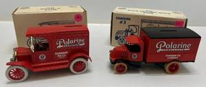 lot 64 image: Two 1989 Ertl Collectibles Die- Cast Metal Banks 1 ( Polarine Standard Oil Company ) 1926 Mack Delivery Truck 1 ( Polarine Oil &amp Greases Standard Oil Co. )1917 Model T