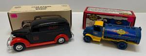 lot 74 image: Two Ertl Collectibles Die-Cast Metal Banks&nbsp 1 1991 ( Blue SUNOCO )( Limited Edition) 1926 Mack Tanker 1 1993 ( Philigas 66th Anniversary PHILLIPS 66 ) 1938 Panel Truck