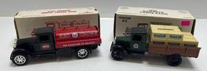 lot 75 image: Two Ertl Collectibles Die-Cast Metal Banks 1 ( Red Crown The Gasoline Of Quality ) 1931 Sterling AMOCO Tanker 1 1990 ( Stanlind ) 1931 Hawkeye Crate Truck