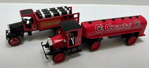 lot 83 image: Two Ertl Collectibles Die-Cast Metal Banks ( No Box ) ( Coastal ) 1920 Pierce Arrow Cab 1 ( Coastal ) Kenworth Barrel Truck