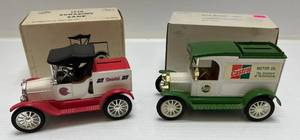 lot 88 image: Two Collectibles Die-Cast Metal Banks 1 ( Castrol ) 1913 Model T Van 1 ( Coastal ) 1918 Runabout