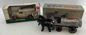 lot 99 image: Two Ertl Collectibles Die-Cast Metal Banks 1  1991 ( Texaco ) Horse And Tanker 1 1999 ( Texaco ) 1936 Ford Panel Van
