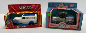 lot 108 image: Two Ertl Collectibles Die-Cast Metal Banks 1 1985 ( Ace Hardware ) 1932 Ford Panel Delivery Truck  1 1986 ( Ace Hardware )  1918 Runabout