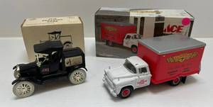 lot 109 image: Two Vintage Die-Cast Collectible Cars 1 Ertl ( Ace Hardware ) 1918 Runabout Bank 1 First Gear ( Ace Hardware ) 1958 GMC