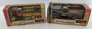 lot 113 image: Two Ertl Collectibles Die-Cast Metal Banks 1 1996  ( True Value ) Ford Pickup  1 1997 ( True Value ) Hawkeye Flatbed