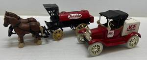 lot 118 image: Two Vintage Die Cast Banks 1 ( Ace Hardware ) Ford Model T Runabout  1 ( True Value ) Horse And Buggy ( No Boxes)
