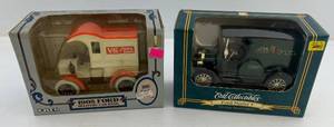 lot 134 image: Two Ertl Collectibles Die-Cast Metal Banks 1 1995 ( Fleet Farm ) Ford Model T 1 1988 ( V&ampS Variety Stores ) 1905 Ford Delivery Car