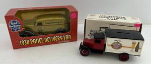 lot 163 image: Two Ertl Collectibles Die-Cast Metal Banks 1 1990 ( Amstel ) 1931 Hawkeye Motor Truck 1 1995 ( Pabst  ) 1938 Panel Delivery Van