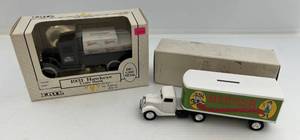 lot 166 image: Two Ertl Collectibles Die-Cast Metal Banks 1 (  Renner Brewery ) 1 1992 ( Rainer Beer ) 1931 Hawkeye Crate