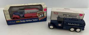 lot 187 image: Two Ertl Collectibles Die-Cast Metal Banks 1 1993 ( Mobiloil ) Limited Edition 1930 Diamond T Tanke 1 1999 ( Mobiloil ) 1939 Dodge Airflow Tanker