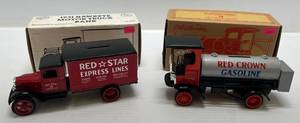 lot 199 image: Two Ertl Collectibles Die-Cast Metal Banks 1 1990 ( Red Star ) 1931 Hawkeye Motor Truck 1 1996 ( Red Crown ) 1910 Mack Tanker