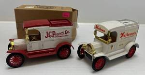 lot 221 image: Two Ertl Collectibles Die-Cast Metal Banks  1 ( JC Penney Co.) 1913 Model T Van 1 ( No Box ) ( Neilsons Ice Cream ) 1913 Model T Van