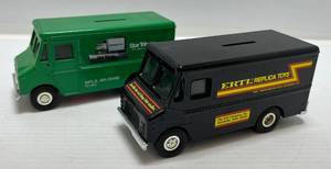 lot 236 image: Two Ertl Collectibles Die-Cast Metal Banks ( No Boxes ) 1 ( Zertl Replica Toys ) Grumman Olson Kurbmaster 1 ( Star Tribune ) Grummann Olson Route Star