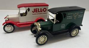 lot 245 image: Two Ertl Collectibles Die-Cast Metal Banks ( No Boxes ) 1 ( Oscar F. Mayer & Bro.) 1923 Chevrolet Delivery Van 1 ( Jello ) 1923 Chevrolet Delivery Van