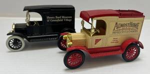 lot 247 image: Two Ertl Collectibles Die-Cast Metal Banks ( No Boxes ) 1 ( Almost Home ) 1913 Model T Van 1 ( Henry Ford Museum ) 1917 Model T Van